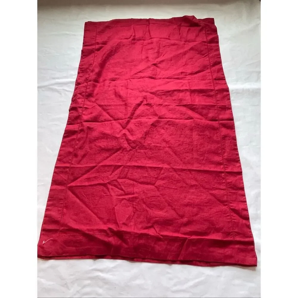 2 Pottery Barn KING Belgian Flax Linen Red Berry Shams